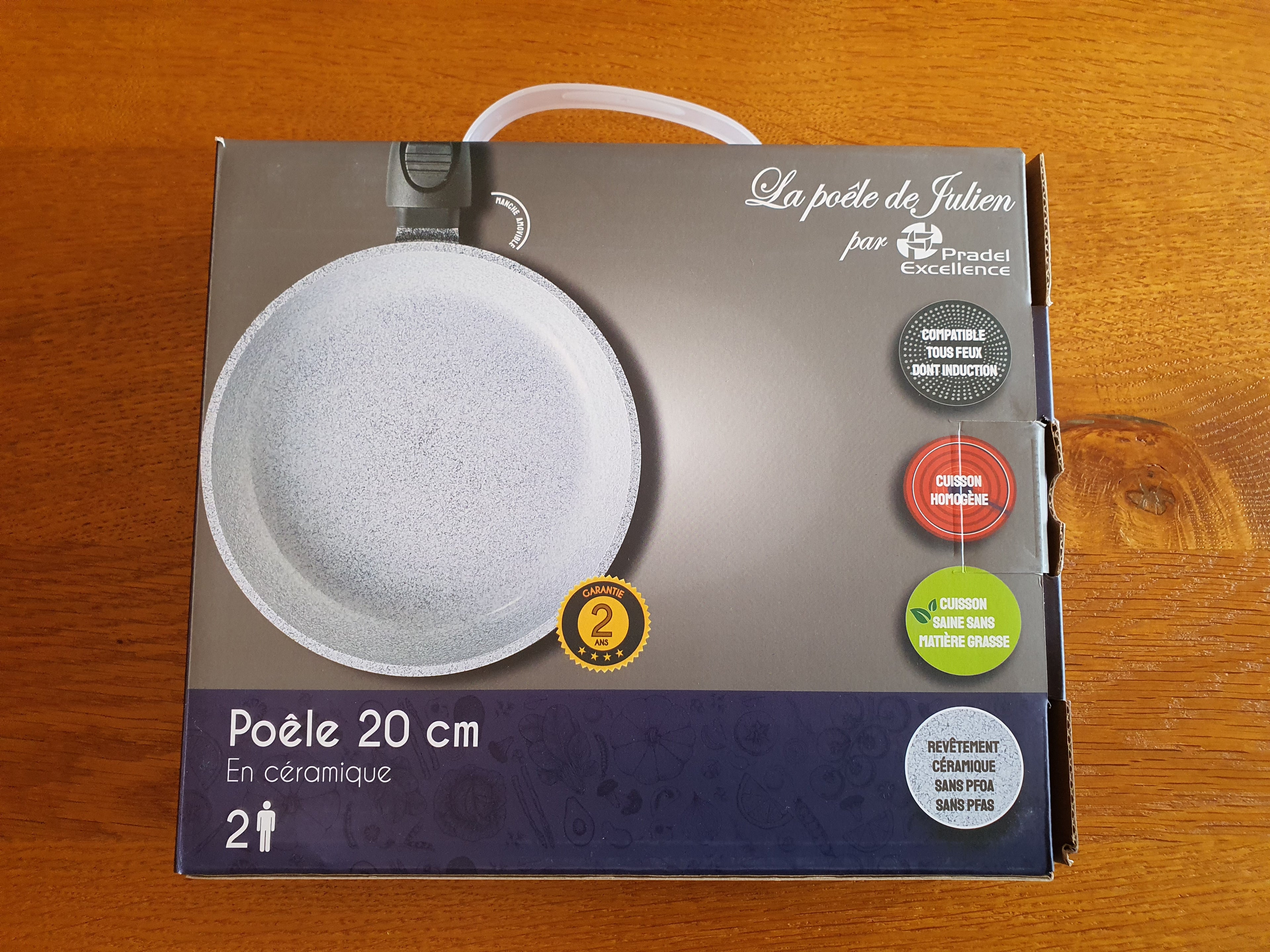 Poêle céramique 20 cm manche amovible