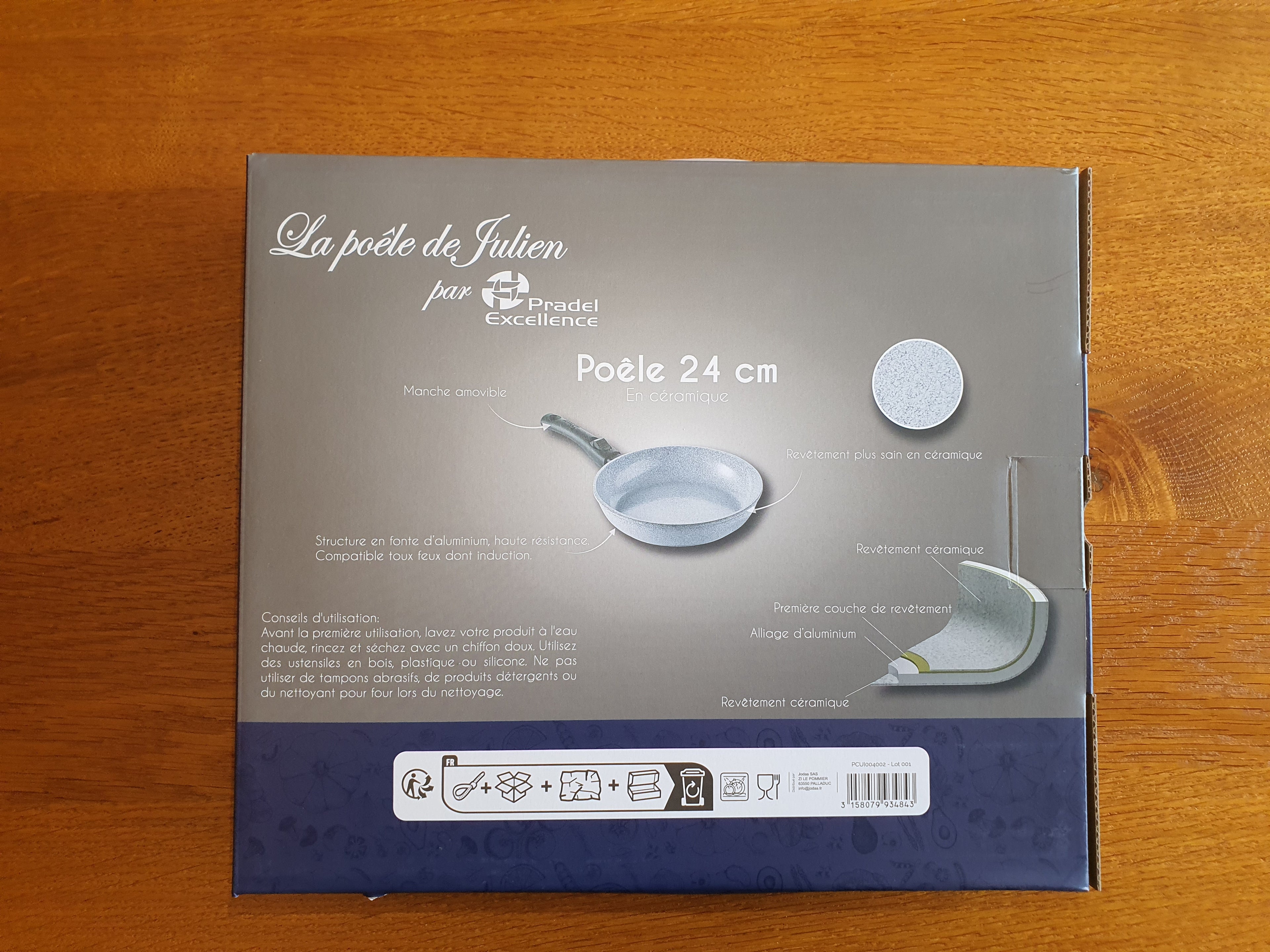 Poêle céramique 24 cm manche amovible