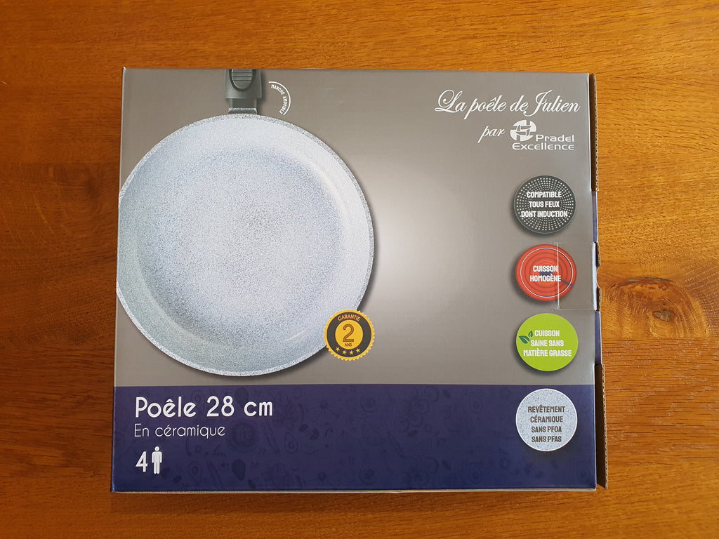 Poêle céramique 28 cm manche amovible