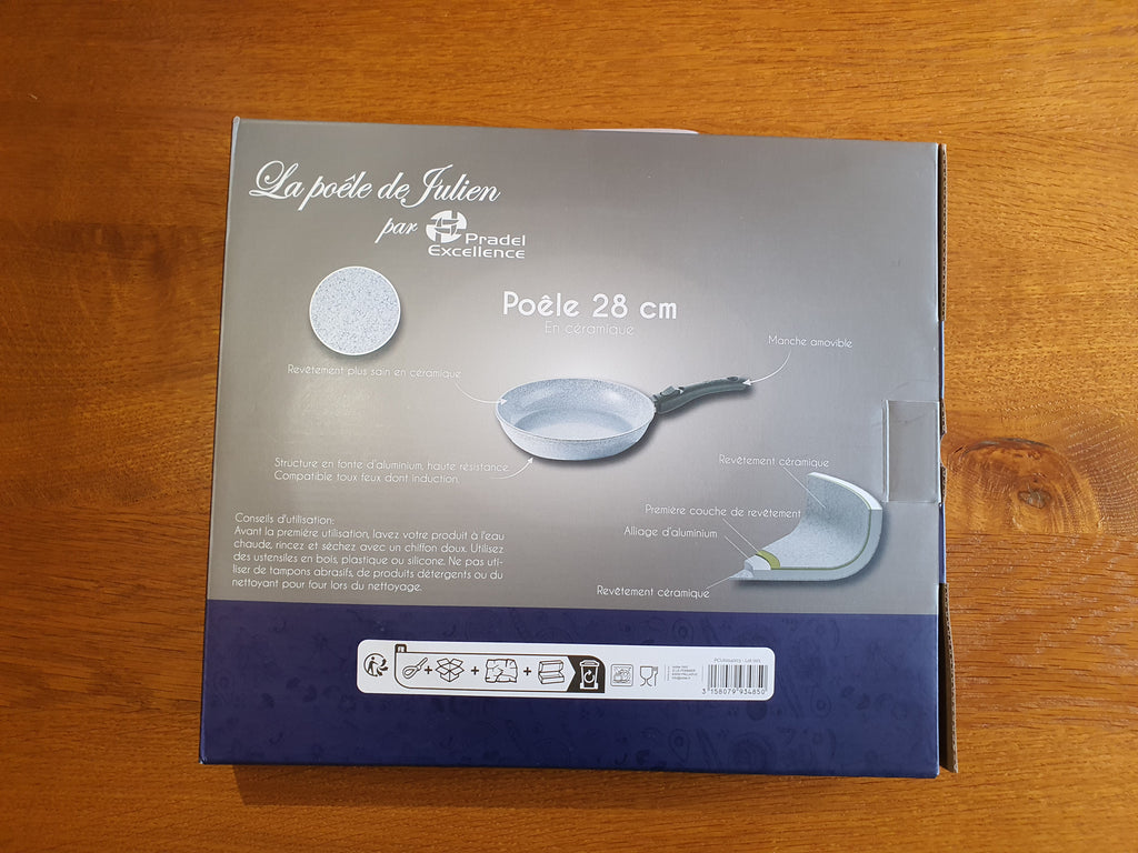 Poêle céramique 28 cm manche amovible